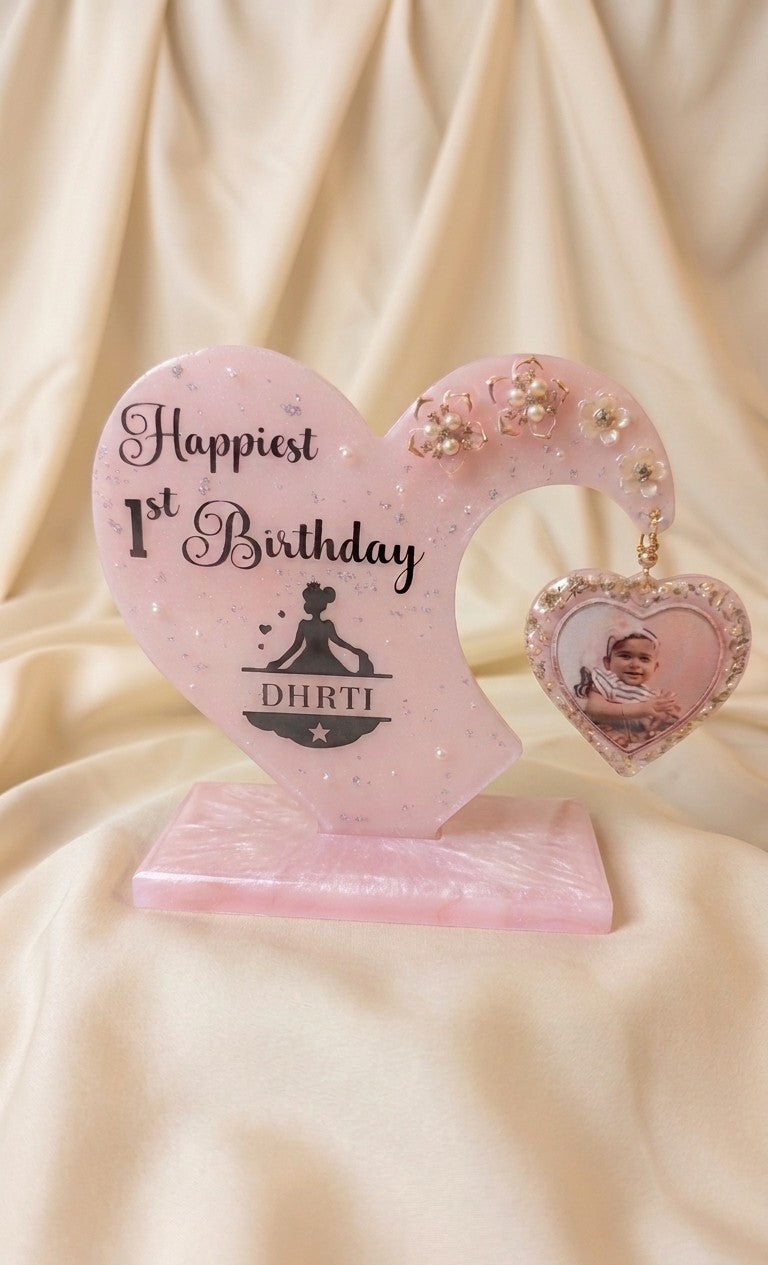 Personalized Heart Resin Plaque with Photo & Name | Birthday Anniversary Custom Gift