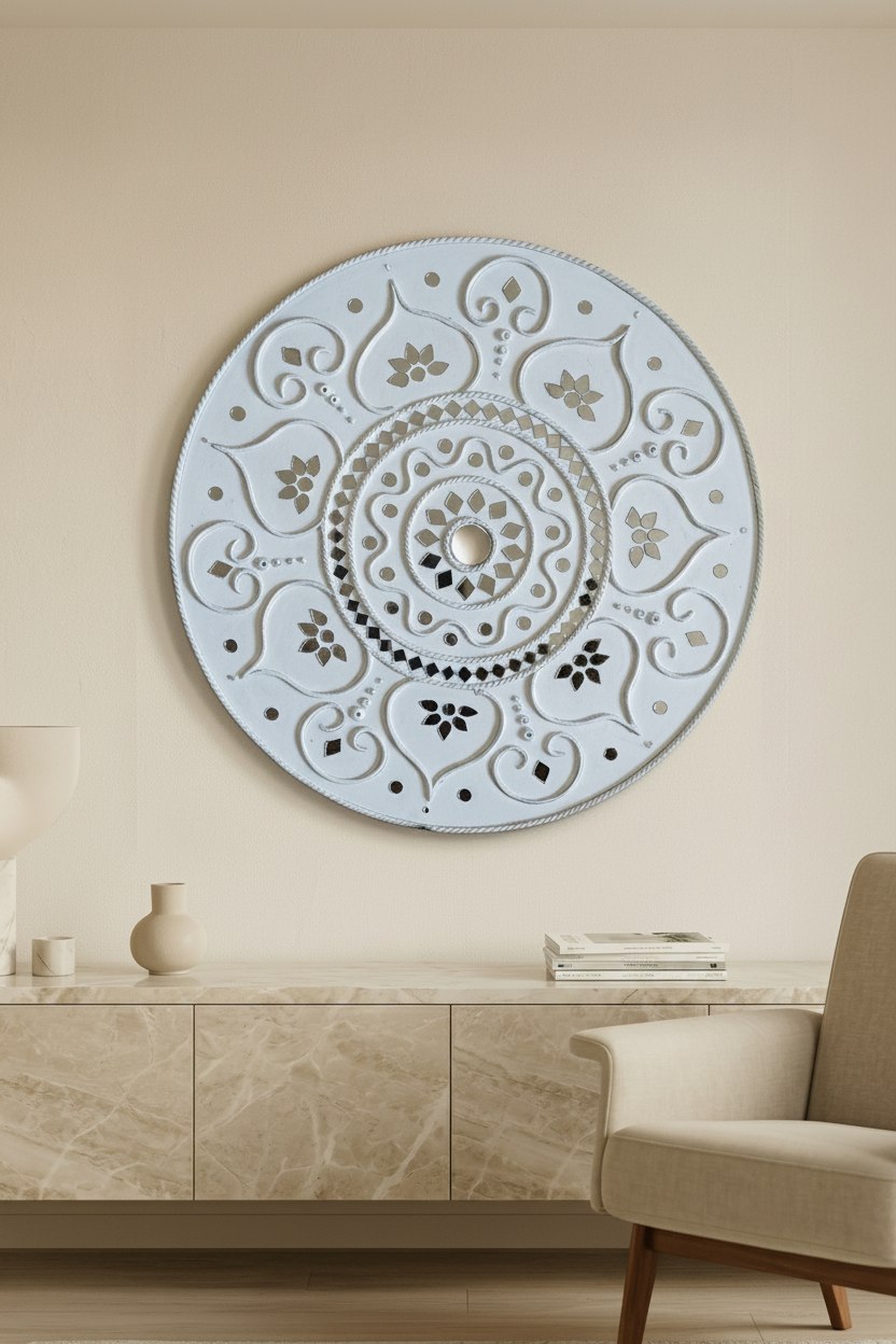 White Whisper Lippan Art -18 inch