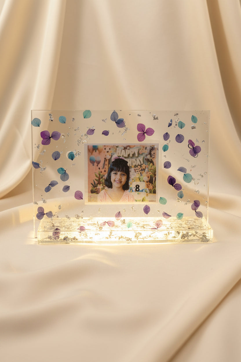 Handmade Resin Keepsake with LED Light – Personalized Memorial & Gift Piece