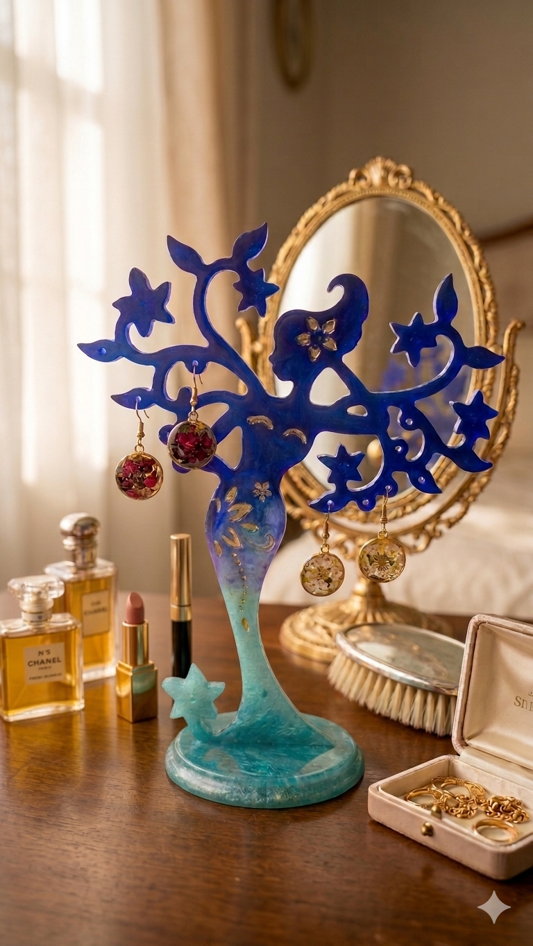 Tree of Life Jewelry Stand – Resin Earring Necklace Holder | Boho Jewelry Organizer