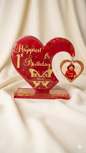 Customized Heart Resin Plaque with Photo & Name | Birthday Anniversary Custom Gift
