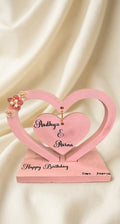 Personalized Double Heart Name Plaque | Custom Couple Best Friend Birthday Anniversary Gift